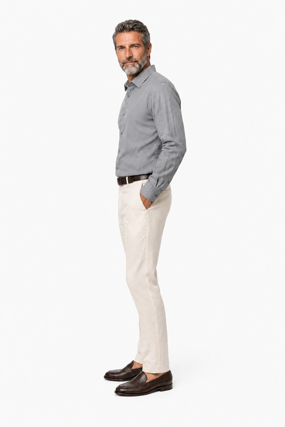 Mens Regular Fit Anthracite Linen Shirt