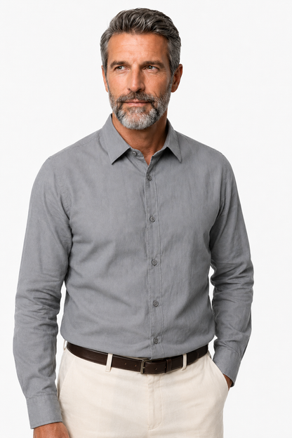 Mens Regular Fit Anthracite Linen Shirt
