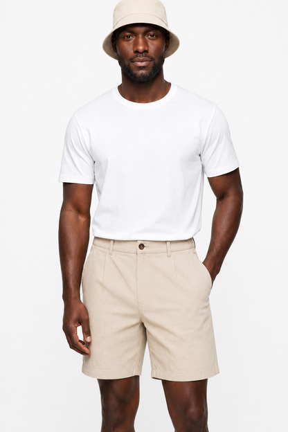 Mens Beige Cotton Shorts