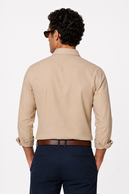 Mens Regular Fit Sand Linen Shirt