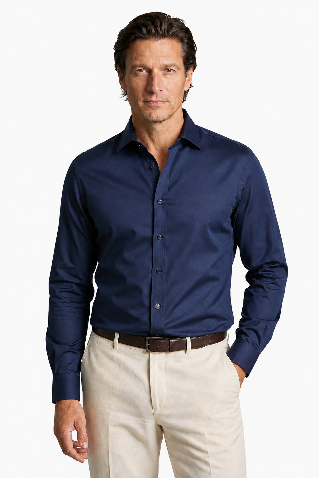 Men's Shirt Navy Blue Regular Fit Polyester – Comfortable, Stylish & Durable
