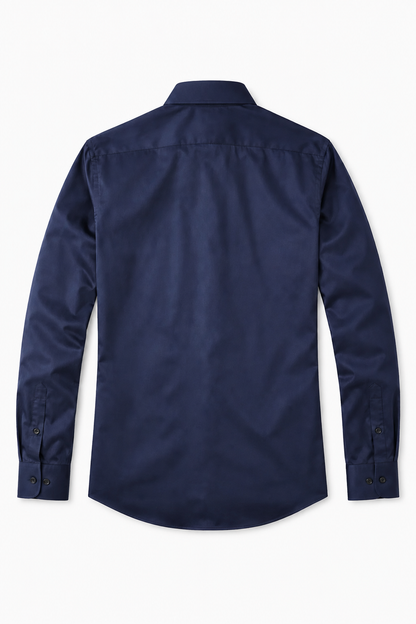 Mens Regular Fit Navy Blue Polyester Shirt
