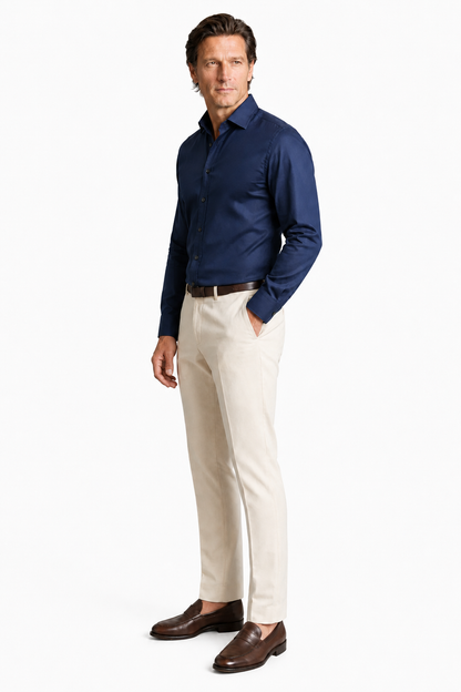 Mens Regular Fit Navy Blue Polyester Shirt