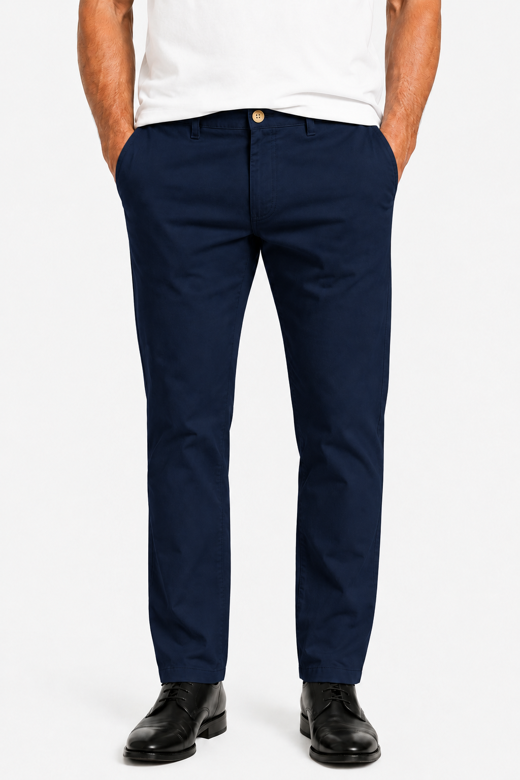 Men's Pants - Navy Blue - Cotton - Straight Fit