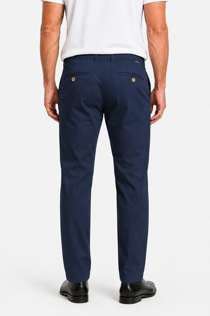 Mens Straight Fit Navy Blue Cotton Trousers