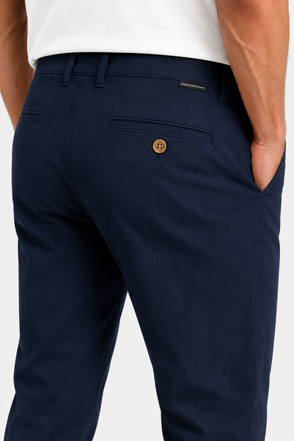 Mens Straight Fit Navy Blue Cotton Trousers