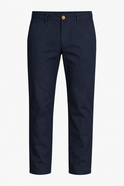 Mens Straight Fit Navy Blue Cotton Trousers