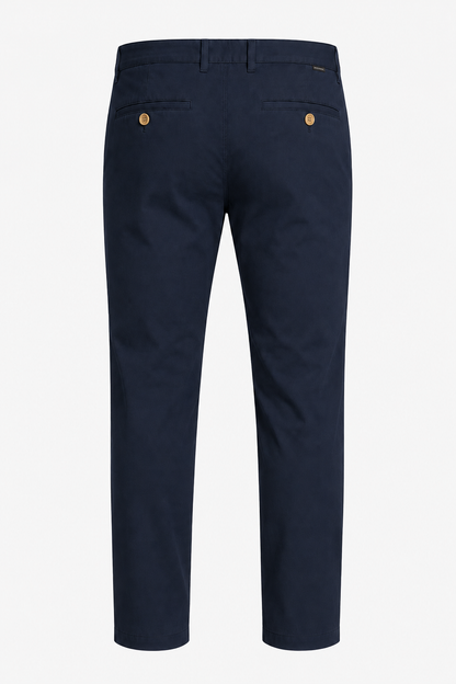 Mens Straight Fit Navy Blue Cotton Trousers