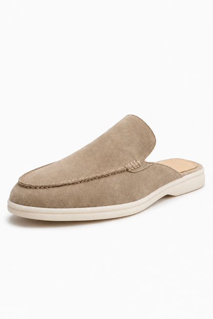 Mens Sand Linen Mule Loafers