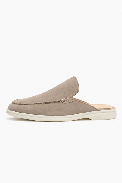 Mens Sand Linen Mule Loafers