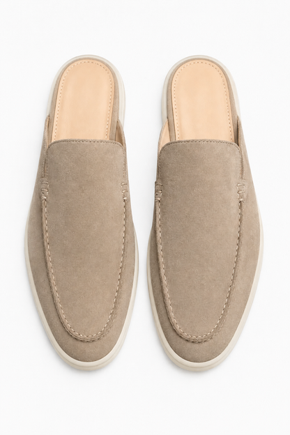 Mens Sand Linen Mule Loafers
