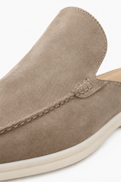 Mens Sand Linen Mule Loafers