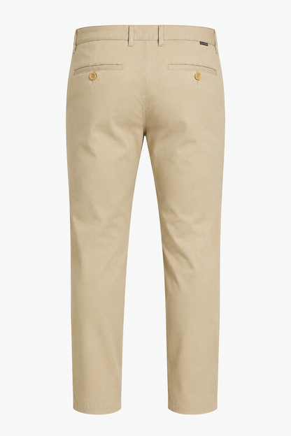 Mens Straight Fit Khaki Cotton Trousers