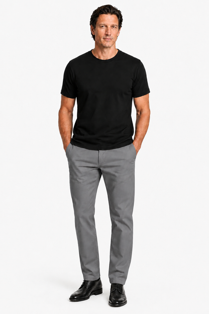 Mens Straight Fit Gray Cotton Trousers