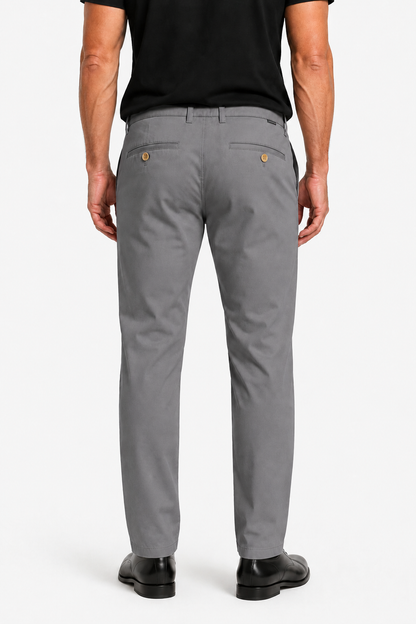 Mens Straight Fit Gray Cotton Trousers