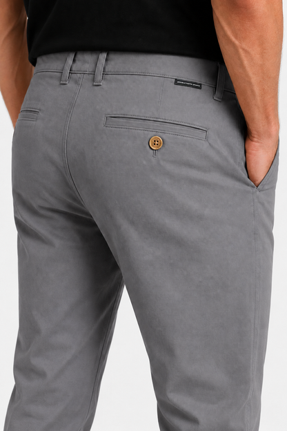 Mens Straight Fit Gray Cotton Trousers