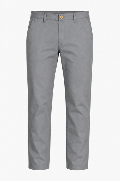 Mens Straight Fit Gray Cotton Trousers