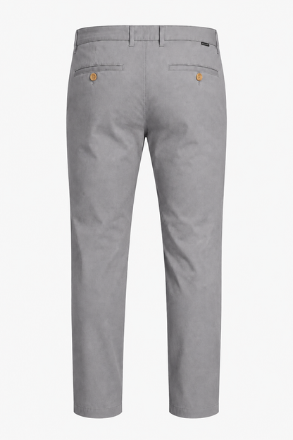 Mens Straight Fit Gray Cotton Trousers