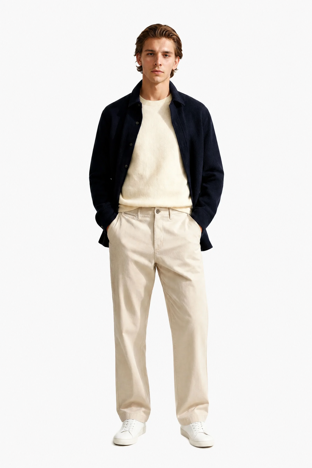 Men's Chinos - Sand - Wool - Loose Fit