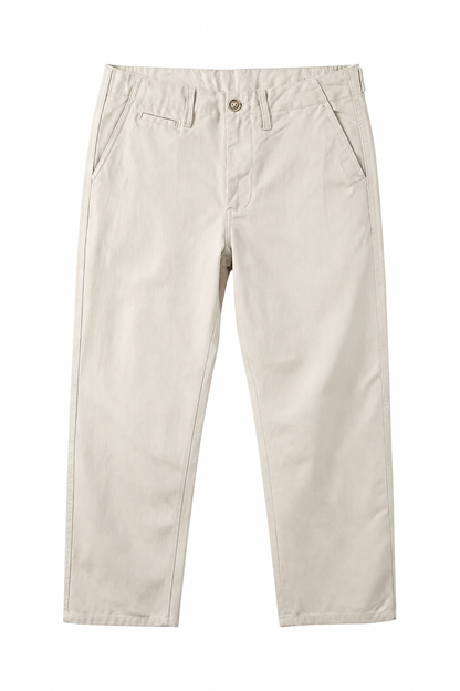 Mens Loose Fit Sand Wool Chinos