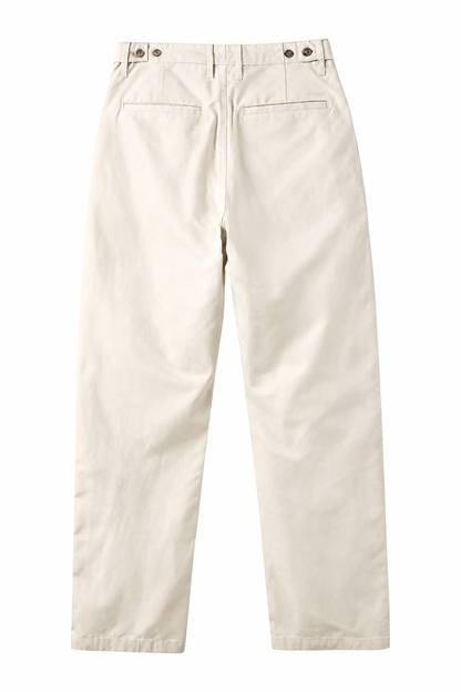Mens Loose Fit Sand Wool Chinos