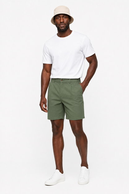 Mens Green Cotton Shorts
