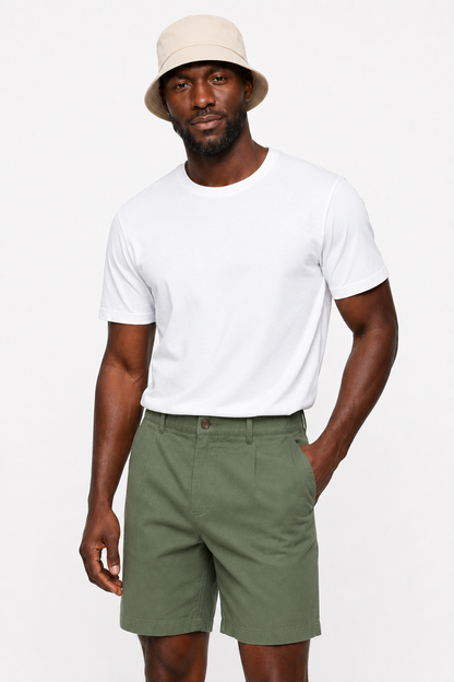 Mens Green Cotton Shorts