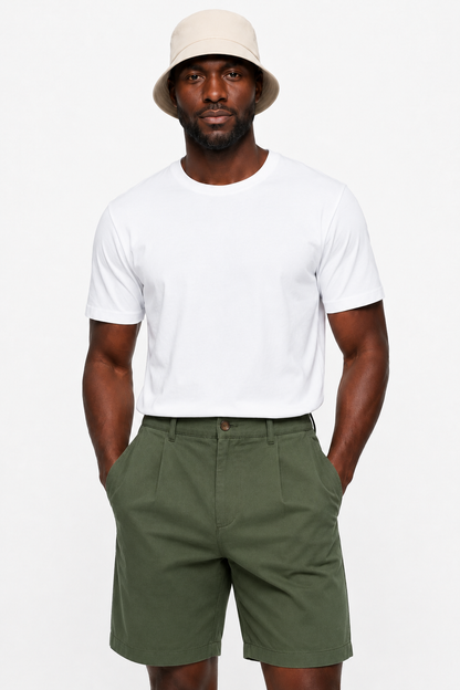 Mens Green Cotton Shorts
