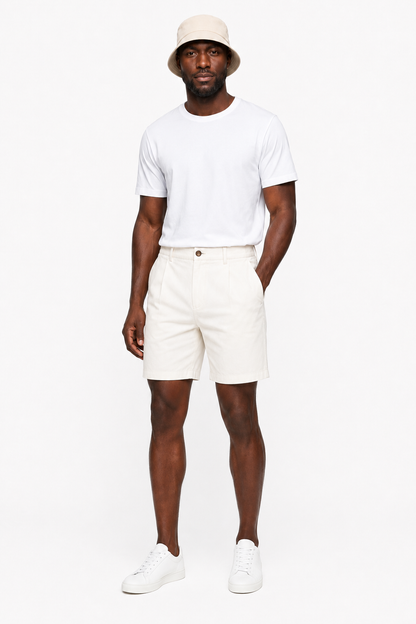 Mens Off White Linen Shorts