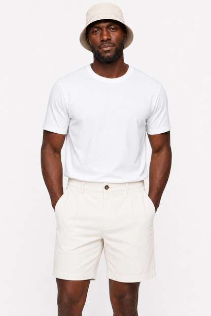 Mens Off White Linen Shorts