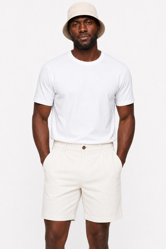 Men's shorts in off-white linen – Breathable and stylish for summer