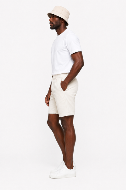 Mens Off White Linen Shorts