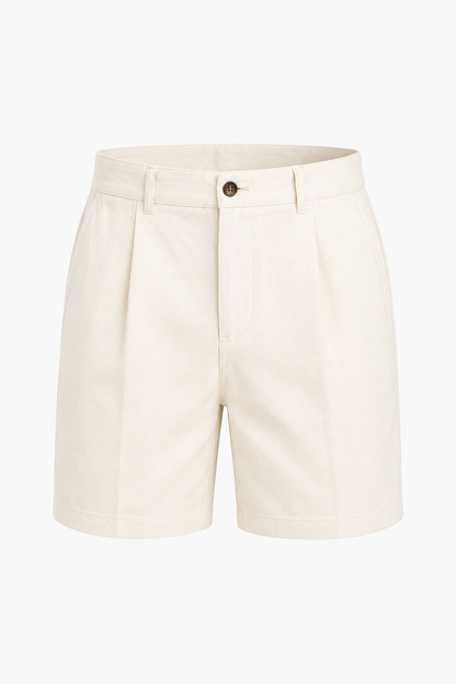 Mens Off White Linen Shorts