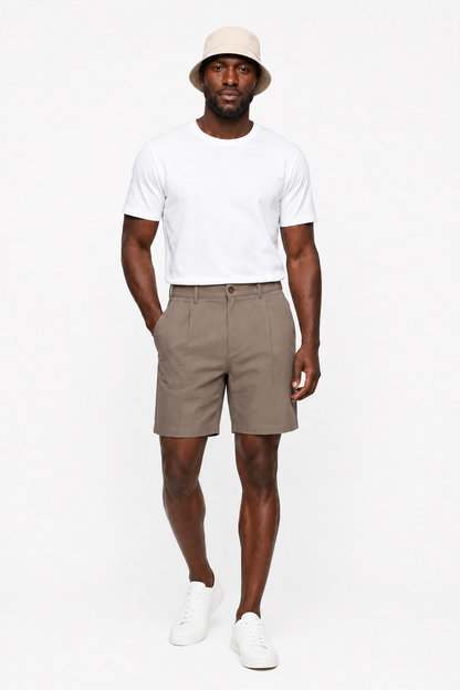Mens Taupe Linen Shorts