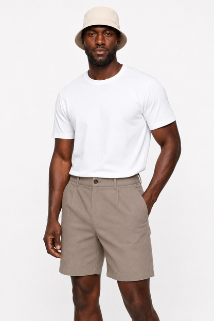 Mens Taupe Linen Shorts