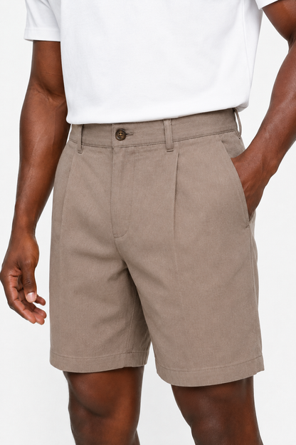 Mens Taupe Linen Shorts