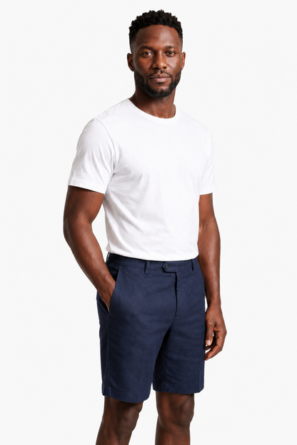 Mens Premium Dark Blue Linen Shorts