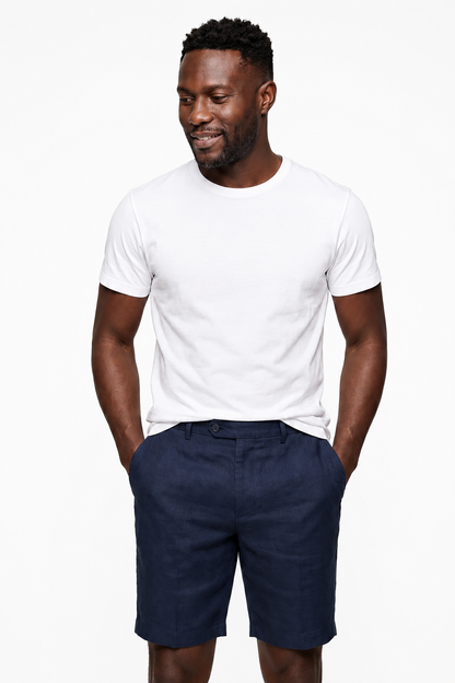 Mens Premium Dark Blue Linen Shorts