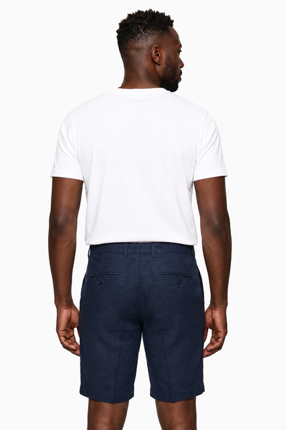Mens Premium Dark Blue Linen Shorts