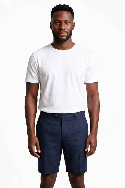 Mens Premium Dark Blue Linen Shorts