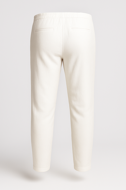 Mens Regular Fit White Polyester Trousers