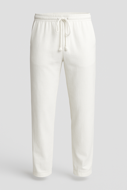 Mens Regular Fit White Polyester Trousers