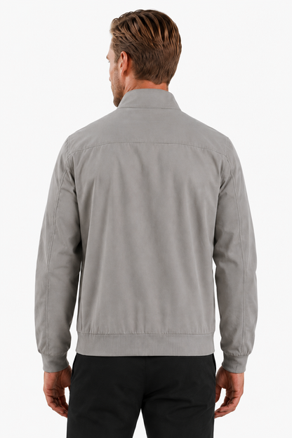 Mens Regular Fit Gray Wool Bomber Jacket