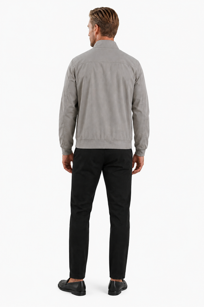 Mens Regular Fit Gray Wool Bomber Jacket