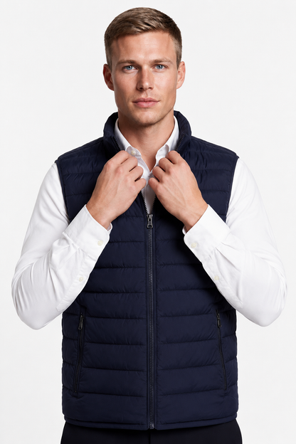Mens Premium Navy Blue Polyester Puffer Vest
