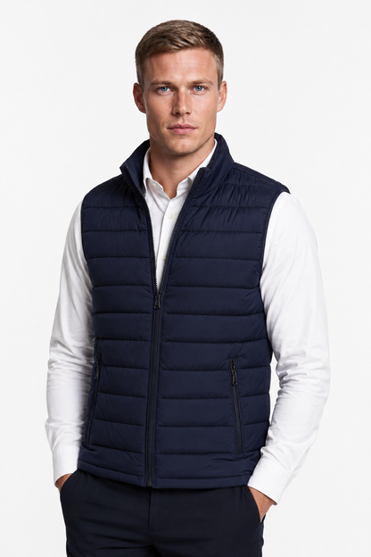 Mens Premium Navy Blue Polyester Puffer Vest