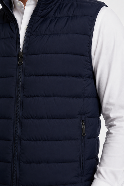Mens Premium Navy Blue Polyester Puffer Vest