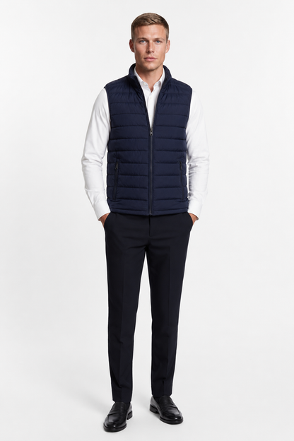 Mens Premium Navy Blue Polyester Puffer Vest