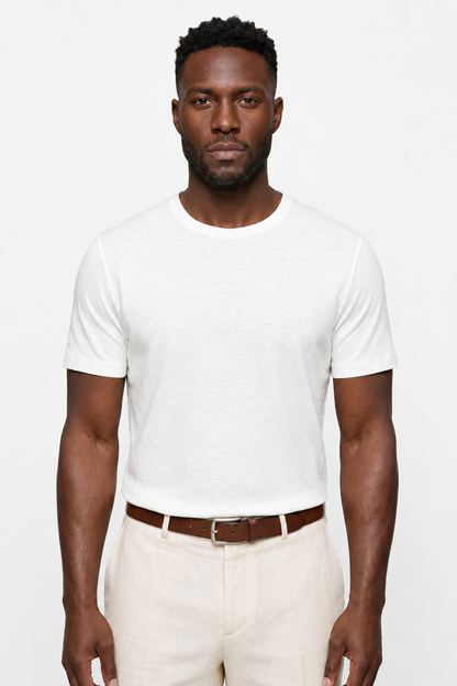 Mens Slim Fit White Cotton Tee