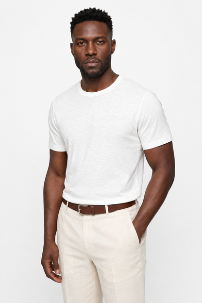 Mens Slim Fit White Cotton Tee